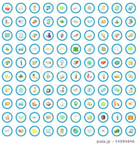 100 logistic icons set, cartoon style 54994846