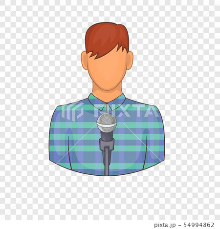 Young man with microphone icon, cartoon style 54994862