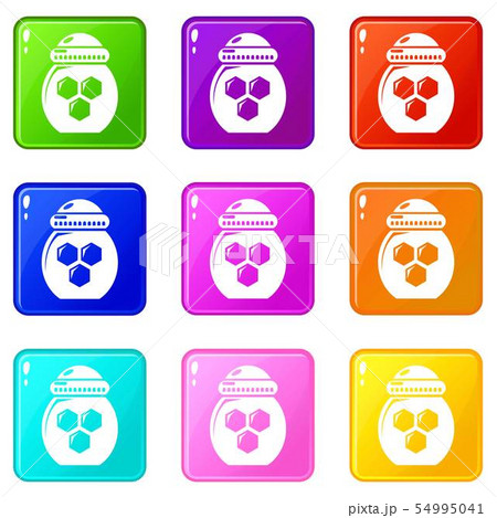 Jar honey icons set 9 color collection 54995041
