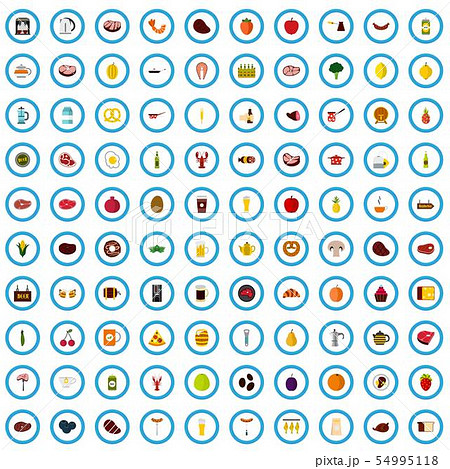 100 lunch icons set, flat style 100 lunch icons set, flat style 54995118