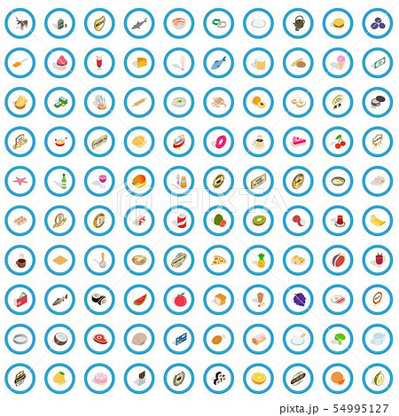 100 lunch icons set, isometric 3d style 100 lunch icons set, isometric 3d style 54995127