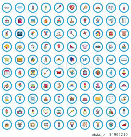 100 magic icons set, cartoon style 100 magic icons set, cartoon style 54995210