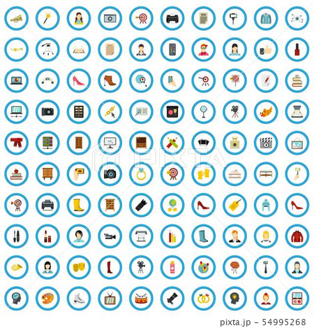 100 makeup advertising icons set, flat style 100 makeup advertising icons set, flat style 54995268