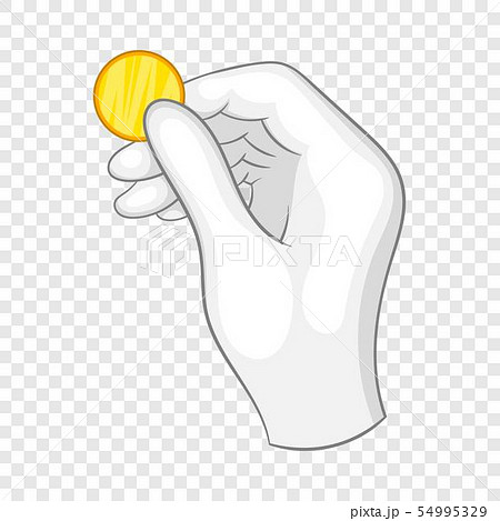 Hand in a white glove holding a gold coin icon 54995329