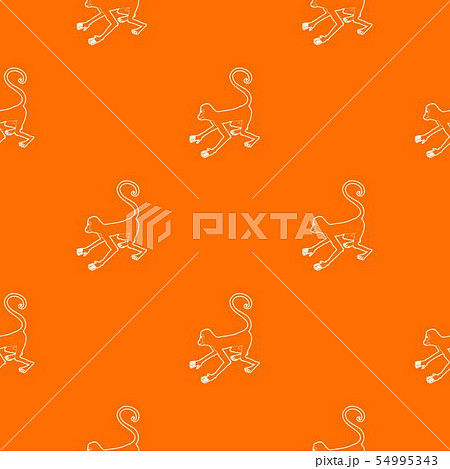 Playful monkey pattern vector orange Playful monkey pattern vector orange 54995343