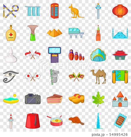 Landmark icons set, cartoon style 54995426