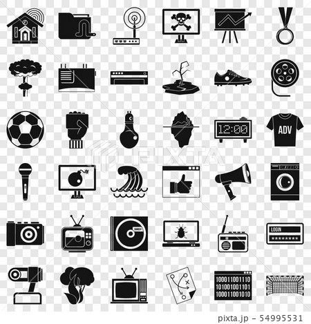 Multimedia icons set, simple style 54995531