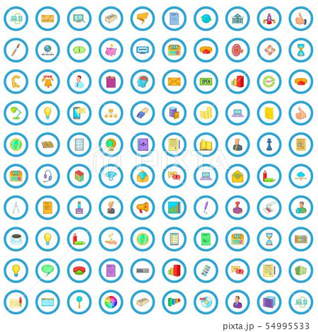 100 marketing icons set, cartoon style 54995533