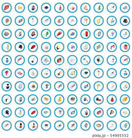100 manners icons set, isometric 3d style 54995552