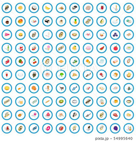 100 mains icons set, isometric 3d style 54995640