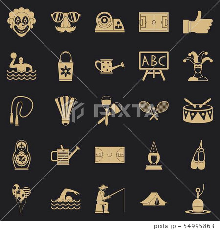 Children entertainment icons set, simple style 54995863