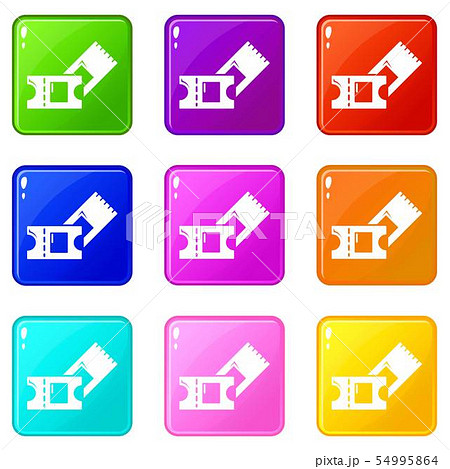 Ice hockey ticket icons set 9 color collection 54995864