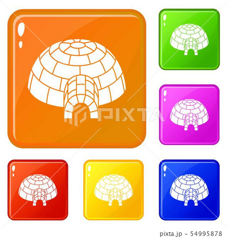 Alaska igloo icons set vector color 54995878