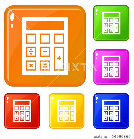Calculator lab beaker icons set vector color Calculator lab beaker icons set vector color 54996366