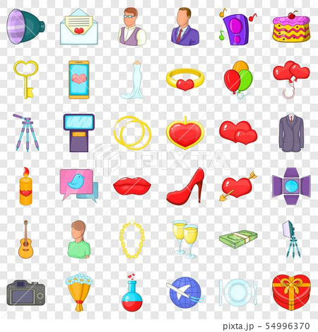 Wedding icons set, cartoon style 54996370