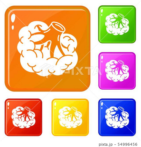 Eco broccoli icons set vector color 54996456