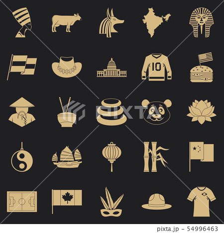 Monument icons set, simple style 54996463