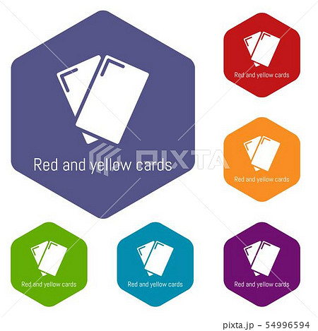 Red yellow card icons vector hexahedron 54996594