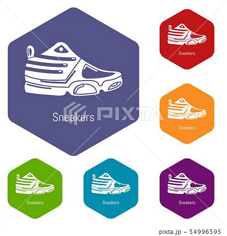 Sneakers icons vector hexahedron 54996595