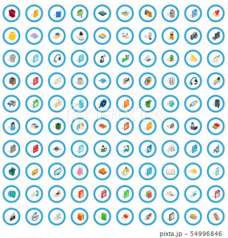 100 multimedia icons set, isometric 3d style 54996846