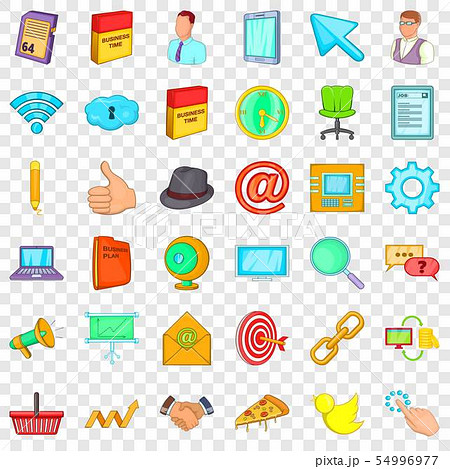 Work space icons set, cartoon style 54996977
