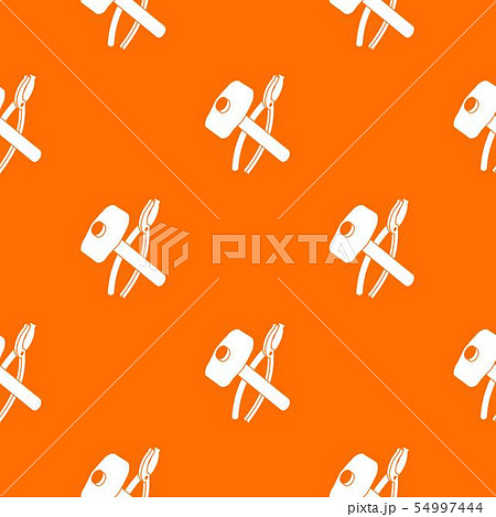 Hammer clamping mites pattern vector orange 54997444
