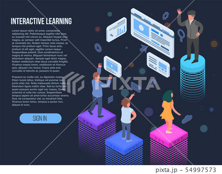 Interactive learning banner, isometric style 54997573