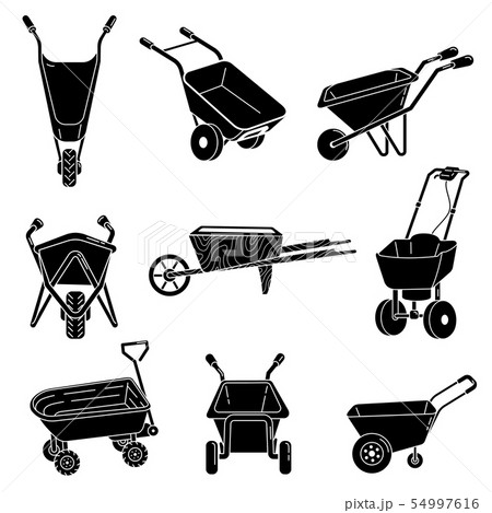 Wheelbarrow icons set, simple style Wheelbarrow icons set, simple style 54997616