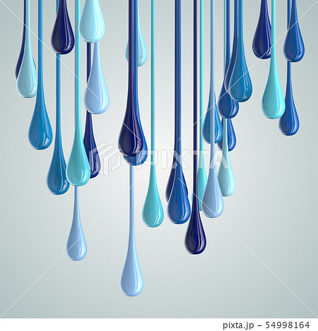 3D blue glossy paint drop blobs 54998164