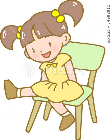 椅子に座る女の子のイラスト素材