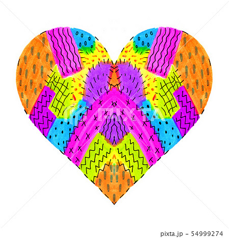 Bright colorful heart with abstract pattern Bright colorful heart with abstract pattern 54999274