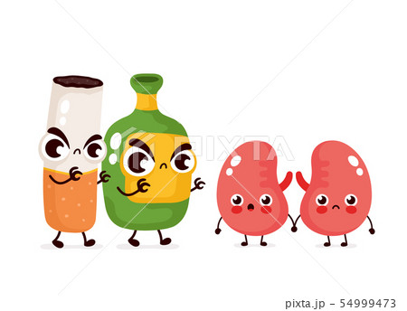Angry scary alcohol bottle and cigarette Angry scary alcohol bottle and cigarette 54999473