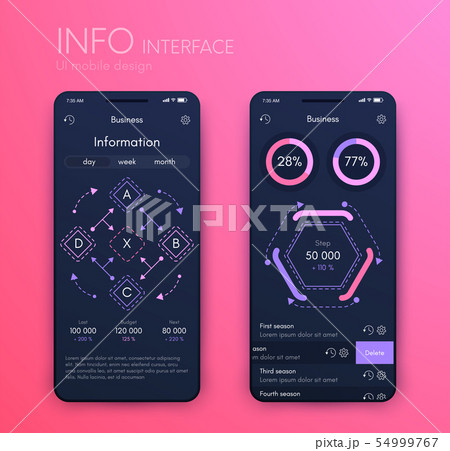Mobile application interface. Ui design, stock vector 54999767