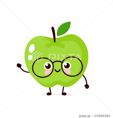 Cute happy smiling apple in glasses  55000383