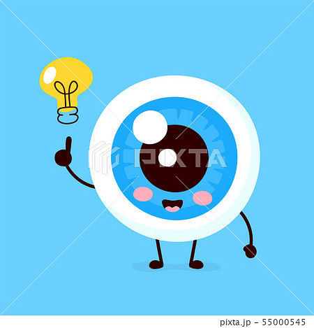 Happy cute eyeball with lightbulb character 55000545