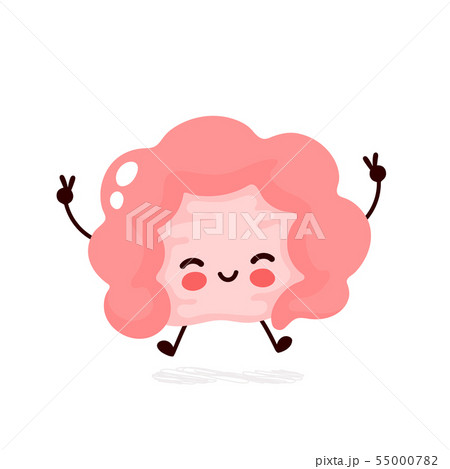 Cute happy smiling intestine character 55000782