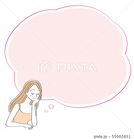 考える女性のイラストのイラスト素材