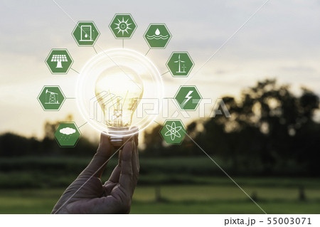 Innovation and energy concept of hand hold a light 55003071