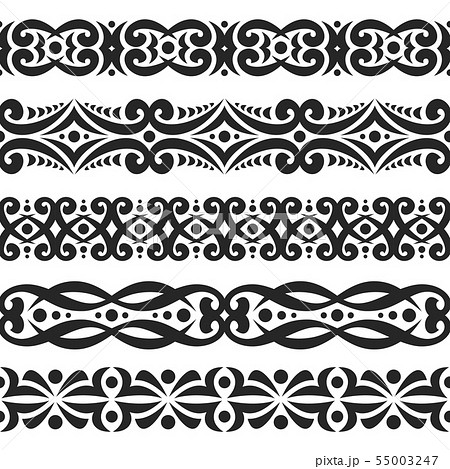 Vector set of black seamless borders Vector set of black seamless borders 55003247