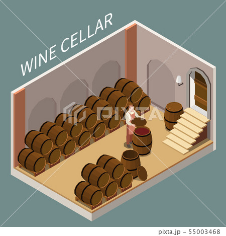 Wine Cellar Isometric Illustration 55003468