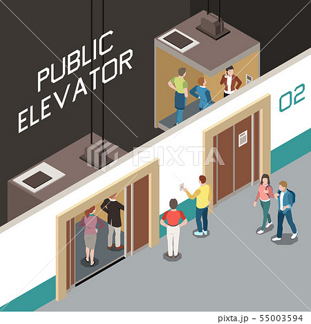 Elevator Isometric Composition 55003594