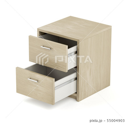 Wooden nightstand on white background. 55004903