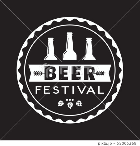 Beer fest hand drawn flat black white vector round icon 55005269