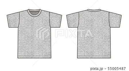 半袖tシャツ 絵型イラスト 前面 背面 杢グレー 色むらテクスチャ のイラスト素材