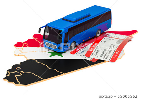 Bus travel in Syria, concept. 3D rendering 55005562