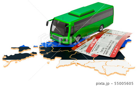 Bus travel in Estonia, concept. 3D rendering Bus travel in Estonia, concept. 3D rendering 55005605
