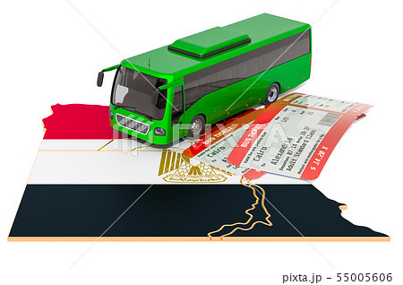 Bus travel in Egypt, concept. 3D rendering Bus travel in Egypt, concept. 3D rendering 55005606