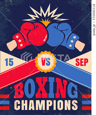 Vector vintage poster for a boxing with two gloves Vector vintage poster for a boxing with two gloves 55006318