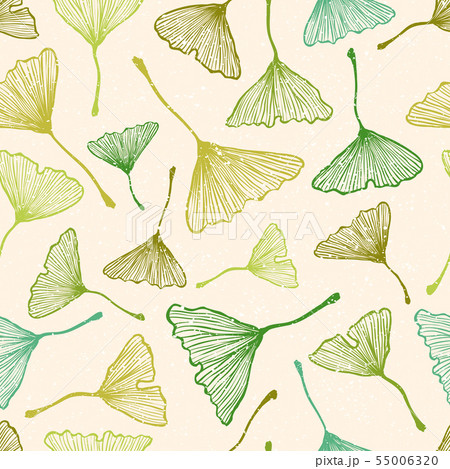 pattern with green ginkgo biloba leaves 55006320