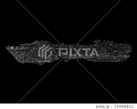Spaceship isolated on a black background 3d illustration 55006812